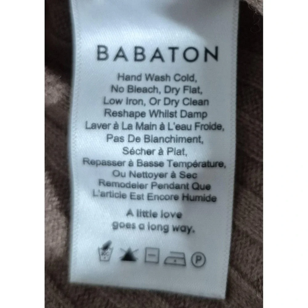 Babaton Crop Pullover Sweater‎ Womens Small Brown Wool Viscose Linen Ribbed Knit
